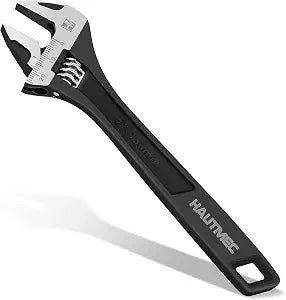 HAUTMEC 6 inch Adjustable Wrench Extra Wide Jaw Black Finish Adjustable Wrenches Drop-Forged CR-V Steel Metric & SAE Scales for Home Garage Workshop DIY