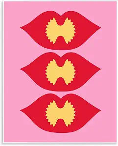 Lips Bowtie Pasta Glam Modern, 11 x 14 Inch Mounted Print on Wall Plaque