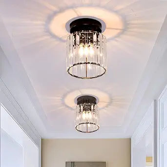 TISLYCO Set of 2 Crystal Chandelier Mini Crystal Ceiling Light Fixtures, Modern Flush Mount Ceiling Light for Dining Room, Hallway, Living Room