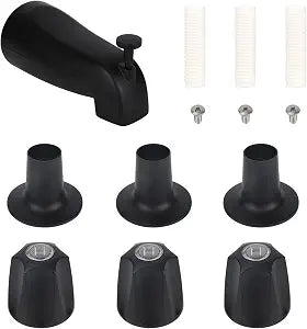 Shower Trim Kit, 3-Piece Shower Knob Replacement and Diverter Tub Spout Set for Price/Pfister Verve 3-Handle Bathtub/Faucet 1/2" Metric Thread Connections (Matte Black)