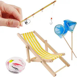 5 Pcs Miniature Fishing Pole Fishing Cake Decor Elf Fishing Accessories