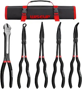WISEUP 5Pcs Long Needle Nose Pliers Set Premium Carbon Steel