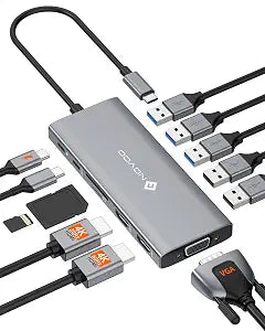 NOVOO 12 in 1 Docking Station Dual Monitor with 2 HDMI, VGA