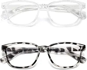 Kids Blue Light Blocking Glasses 2 Pack, Anti Eyestrain, Computer TV Phone Glasses for Boys Girls Age 3-9 (Transparent+Leopard)
