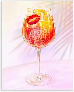 Retro Tropical Aperol Spritz, 11 x 14 Inch Mounted Print on Wall Plaque