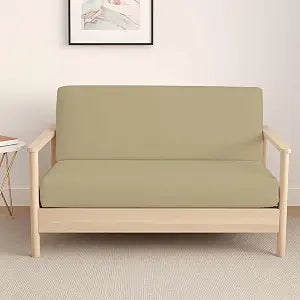 Full Size Foldable Armless Futon Covers - Microfiber Futon Slipcovers Furniture Protector Without Armrests - Zippered Couch Cover Sofa Bed Protector, Sleeper Sofa Cover, Machine Washable, Beige