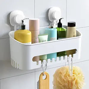 LUXEAR Suction Cup Shower Caddy, No Drilling Shower Caddy, White