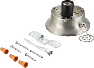 Aspen Creative 22101-09-1, Flush Mount Ceiling Fixture Shade Holder Kit with On/Off Pull Chain Switch in Brushed Nickel Finish 3-5/8" Fitter, 4-7/8" Diameter x 1-7/8" Height
