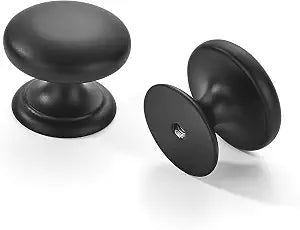 khtumeware 4 Pack 1-1/2 inch Bifold Closet Door Knobs Matte Black Cabinet Knobs Made of Zinc Alloy Suitable for Kitchen Cabinets/Bathroom Cabinets/Bedroom Furniture Includes Installation Screws