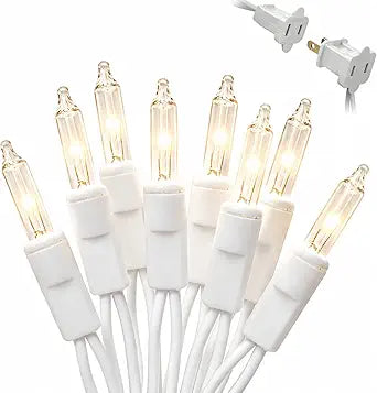 Warm White Christmas Lights, 2 Pack 21Ft Each 100 Incandescent Mini Bulbs, UL Certified, Connectable, Indoor and Outdoor, Perfect for Christmas Tree, Wreath, Home, Yard, Wedding, Party, Holiday Decor