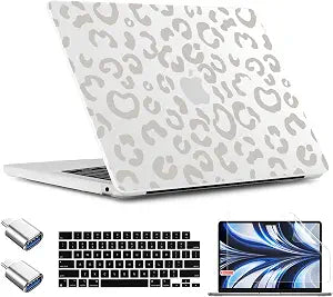 TWOLSKOO Compatible with MacBook Air 13 inch Case M5 2026 M4 2025 M3 M2 2024-2022 A3449 A3240 A3113 A2681, Plastic Hard Shell & Keyboard Cover for MacBook Air 13.6 inch Case, Gray Leopard PRT