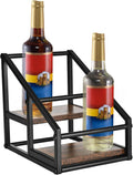YQBRAO 2-Tier Coffee Syrup Organizer, 4-Bottle Rack, Rustic Brown