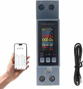 Power Meter, 8 in1 Smart Energy Monitor Switch Meter, Din Rail Tester Current Voltage Amperage Power Meter, Compatible with Smart Life/Tuya, AC 85-290V/40A