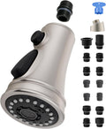 Universal Kitchen Faucet Head Replacement, 3-Mode Spray, Brushed Nickel