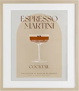 Retro Espresso Martini Still Life, 13 x 16 Inch Framed Print Under Glass