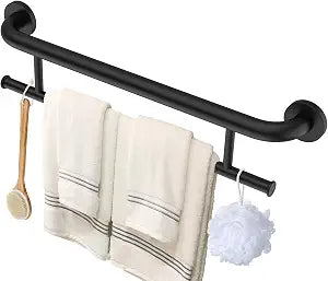 Black Towel Grab Bar 24 Inch, Handicap Towel Bar for Bathroom