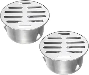 PATIKIL Floor Drain Cover 3.3" x 2.6" (75 Flat Mouth), 2 Pcs 304 Stainless Steel Round Anti Blocking Snap-in Drain Strainers for Outdoor Bathroom Kitchen Washroom Landscaped, Silver