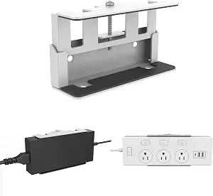 Monzlteck All-Metal Adjustable Width Power Strip/Laptop Chargers Holder Mount - Under Desk or Wall Mountable Universal Organizer for Power Strips, Laptop Chargers & Cable Management (Large)