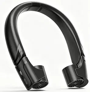 ChillGo Wearable Neck Fan  8000mAh Battery, 9000RPM Twin Turbines with LED Display, Max 16H Runtime, 4 Wind Levels, UltraLight & Noiseless, Great Gift for Outdoorsy Men and Women  Midnight Black