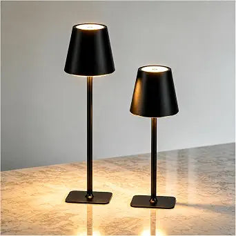 Cordless Table Lamp 2 Pack, Rechargeable LED Ambient Lamp with Up to 54H Runtime, Portable Minimalist Lighting for Bedroom, Restaurant, Bedside & Dining Table, Stepless Dimming (2, Black)