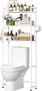 Simple Trending 3-Tier Over Toilet Storage Rack with Paper Holder & Hooks