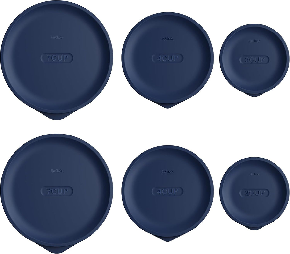 Replacement Lids for Pyrex 7200-PC 2 Cup and 7201-PC 4 Cup and 7402-PC 6/7 Cup, Silicone Round Storage Cover Lid for Anchor Hocking Glass Bowl 6 Pack Dark Blue