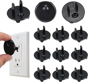 MECCANIXITY 10 Pack Outlet Covers Proofing, Electrical Safety Plug Covers Outlets Socket Proof Caps Easy Install Plug Power Sockets Protectors for 3-Prong Power Wall Plate, Black