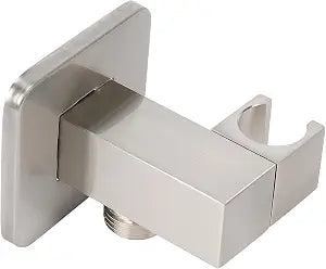 NearMoon Wall Supply Elbow with Handheld Shower Holder - Square Shower Bracket with Flange G1/2 Shower Hose Connector, Wall Mounted Drop Union Male Water Outlet (Brushed Nickel)