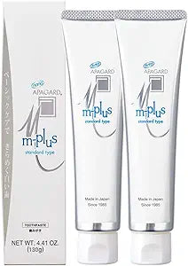 APAGARD�� M-Plus, Sangi's Nano-Hydroxyapatite Toothpaste for Naturally Whiter Teeth, No Fluoride, for Family use, 125g / 4.4 oz, Mild Mint Flavor, Pack of 2