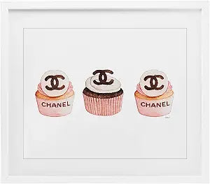 Luxury Cupcake Trio Fashion Glam, 13 x 16 Inch Framed Print Under Glass
