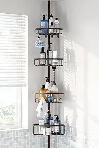 Corner Shower Caddy Tension Pole 4-Tier 47-121 Adjustable Stainless Steel