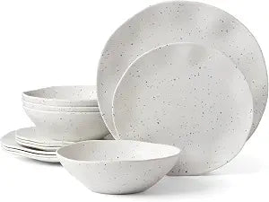 Oneida Terrazzo Cream Melamine 12-Piece Dinnerware Set for 4