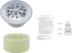 Beehive Grid Bathtub Drain with Thread Bushing, Chrome Finish