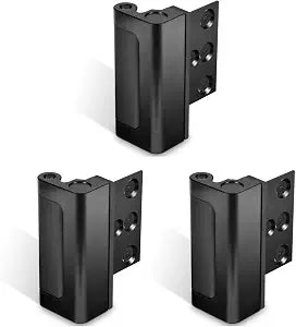 GreaTalent 3Pack Home Security Door Reinforcement Lock Childproof, Add High Security to Home Prevent Unauthorized Entry, Aluminum Construction Finish Black