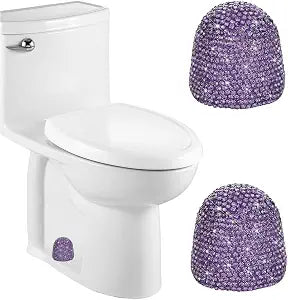 2Pcs Bling Rhinestone Cute Tall Toilet Bolt Covers Decorative, Toilet Caps for Bottom of Toilet for Bathroom Decor, Easy To Install (Purple)
