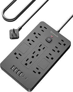6FT Flat Plug Surge Protector Power Strip with 11 Outlets&6 USB Ports