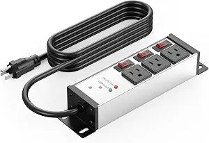 CCCEI 3 Outlets Heavy Duty Surge Protector, 12 Gauge, Silver, 10FT, 1