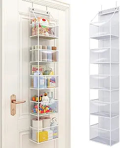 Fixwal 5-Shelf Over The Door Hanging Pantry Organizer, Room Organizer with Clear Plastic Pockets, 25lb Ultra Sturdy & Large Capacity for Closet, Bedroom, Nursery, Bathroom and Sundries