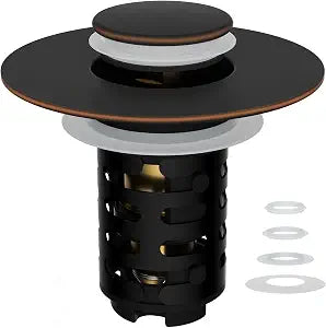 Universal Upgraded Bathroom Sink Drain Stopper, 4-in-1, Oil-Rubbed Bronze