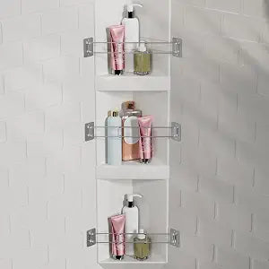 RV Shower Corner Storage Bar, 7.9-13.7 inches RV Bathroom Corner Shelf Rod