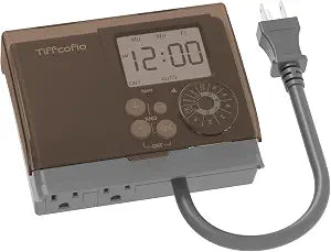 TiFFCOFiO 20A Outdoor Digital Pool Timer Waterproof, Dial Programmable Method, 2FT Extension Cord, 2 Grounded Electrical Outlets for Lights, 6 Sets of Programs, 1.5HP, 2500W