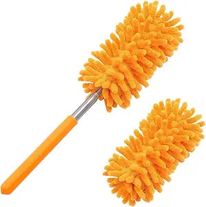 Duster for Cleaning, 10-29" Extension Pole, 2 Washable Heads, Yellow