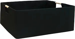 Storage Bin for Shelves Rectangle Closet Baskets Foldable Box with Handles Black Storage Boxes for Home Office Car Dormroom