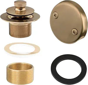 Champagne Bronze Lift & Turn Tub Trim Set with Two-Hole Overflow Faceplate and No Putty Gasket, Bathtub Conversion Kit Assembly with Universal Fine/Coarse Thread, No Putty Installation by Artiwell