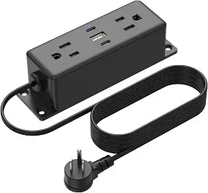 CCCEI Wall Mount Power Strip with USB Ports, Under Desk Mountable Power Strip with Outlets, 10FT Flat Plug Extension Cord Outlet, 20W USB-C Ports.