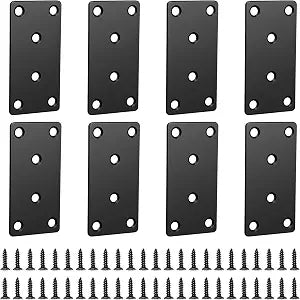Flat Brackets for Wood Flat Mending Plate Straight Brace Flat Bracket Flat Metal Brackets for Wood Fixing Joining Plate with Screws for Tables Cabinets Bookshelves 8Pcs 1.57 x 3.14''
