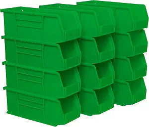 Akro-Mils 30224 AkroBins Plastic Hanging Stackable Storage Organizer Bin, 11-Inch x 4-Inch x 4-Inch, Green, 12-Pack