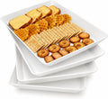 Serving Tray Platter, 4 Pack Food Tray for Veggie Fruit Snack Dessert Cookie Cheese, Food Trays for Party Supplies Display, Plastic Platters for Serving Food, Large White Trays, BPA Free