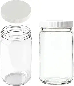 JARMING COLLECTIONS 32oz Extra Wide Mouth Glass Storage Jar with BPA-Free Plastic Lid  Quart Size Airtight Mason Jar for Kitchen, Pantry, and Food Storage (Set of 2)