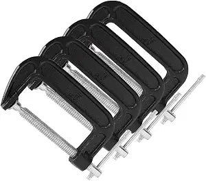 4 Inch C-Clamp Set, Heavy Duty Steel C Clamp Industrial Strength C Clamps for Woodworking, Welding, and Building(4PCs)